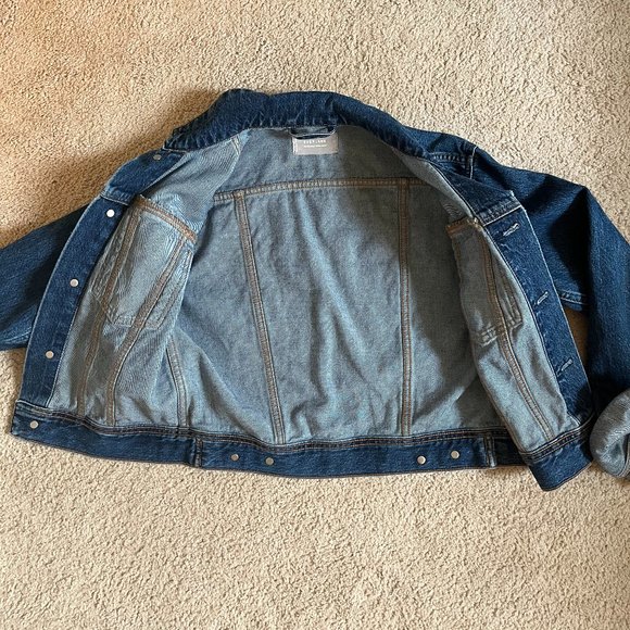 Everlane "Shrunken Denim Jacket" | Dark Indigo Cropped Jean Jacket | Size Small - Picture 8 of 12